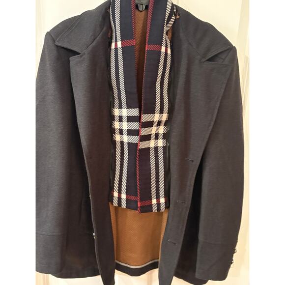 Men's Charcoal Cashmere Coat with removable scarf. Size M - Picture 2 of 12